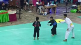 FOTO : Salah satu penampilan peserta di Kejuaraan Pencak Silat Wali Kota Cup Sungai Penuh.
