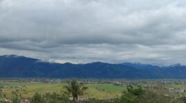 Kerja Alfin - Azhar Yang Telah Melakukan Normalisasi Sungai Batang Merao berdampak baik bagi masyarakat, sebelumnya Sawah yang menguning dan menghijau merupakan daerah tumpukan air dan membuat membentuk danau. Foto diambil dari Bukit Sentiong Sungai Penuh 