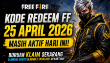 Teks Foto :
Kode Redeem Free Fire terbaru 25 April 2026 masih aktif dan diburu pemain. Segera klaim sekarang sebelum kuota habis untuk шанс mendapatkan diamond gratis, bundle eksklusif, dan skin senjata langka!