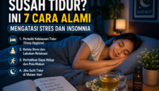 Ilustrasi suasana kamar nyaman dengan teknik relaksasi alami untuk membantu mengatasi stres dan insomnia agar tidur lebih nyenyak.