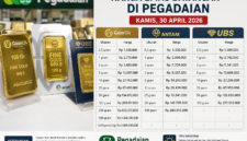 Harga emas batangan di Pegadaian pada Kamis, 30 April 2026 menunjukkan perbedaan tipis antara Galeri 24, Antam, dan UBS. Investor disarankan memantau pergerakan harga untuk mendapatkan momen terbaik dalam membeli emas.