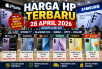 Daftar harga HP terbaru di Indonesia per 28 April 2026 menunjukkan beragam pilihan mulai dari kelas entry-level hingga flagship seperti iPhone 17 dan Samsung Galaxy S26