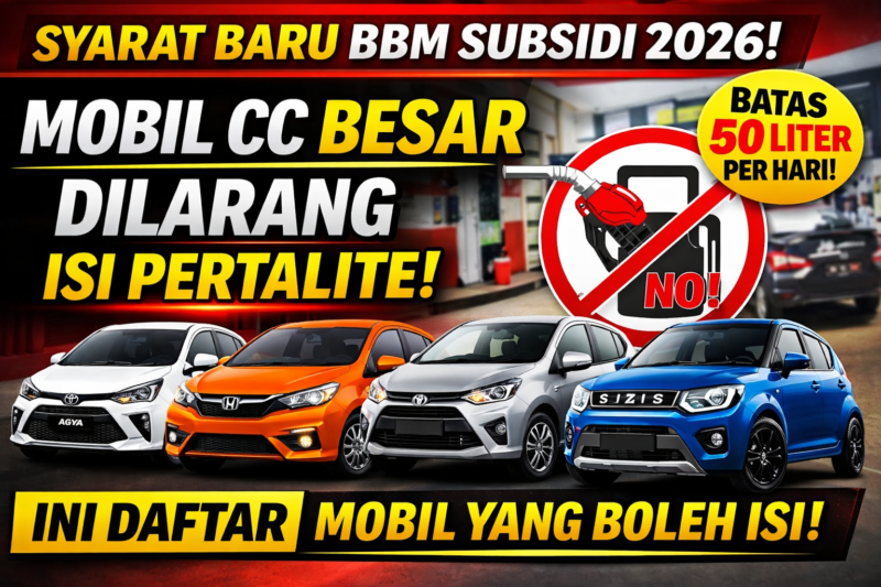 Aturan BBM subsidi 2026 MyPertamina batas 50 liter per hari dan daftar mobil di bawah 1400 cc yang boleh isi Pertalite
