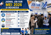 JADWAL JOB FAIR MEI 2026 RESMI DIBUKA
Ribuan lowongan kerja menanti fresh graduate dan umum di Jakarta, Boyolali, Semarang hingga berbagai kota besar lainnya. Siapkan CV terbaikmu dan raih peluang karier impian sekarang juga!