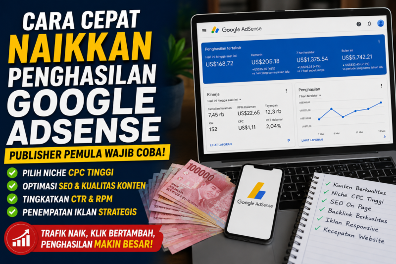 Strategi Google AdSense 2026: Optimasi CPC, RPM, dan CTR untuk Tingkatkan Penghasilan Website Lebih Cepat