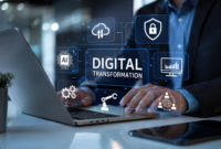 Ilustrasi transformasi digital 2026 yang menampilkan integrasi Artificial Intelligence (AI), cloud computing, cybersecurity, dan otomatisasi bisnis sebagai penggerak utama pertumbuhan perusahaan di era ekonomi digital.