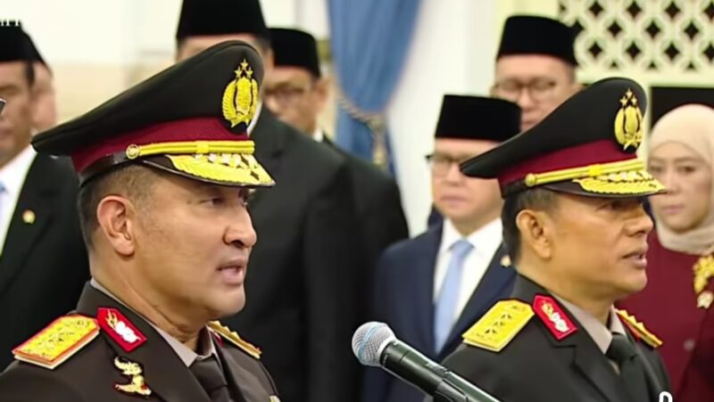 Kapolri dan Wakapolri Saat dilantik Presiden Prabowo Subianto. Foto : ist